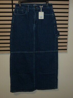 Women's Midi Jean Skirt With Back Slit High Rise Size 6 New